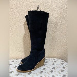 Women's COACH Keely 228780 Black Genuine‎ Shearling Lined Wedge Boots Size 8,5 B